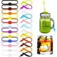 thumbnail image 1 of cauyuan 24Pcs Silicone Drink Marker Bands Bottle Strip Tag for Bar Party Martinis Cocktail Champagne Stem Glasses, 1 of 6