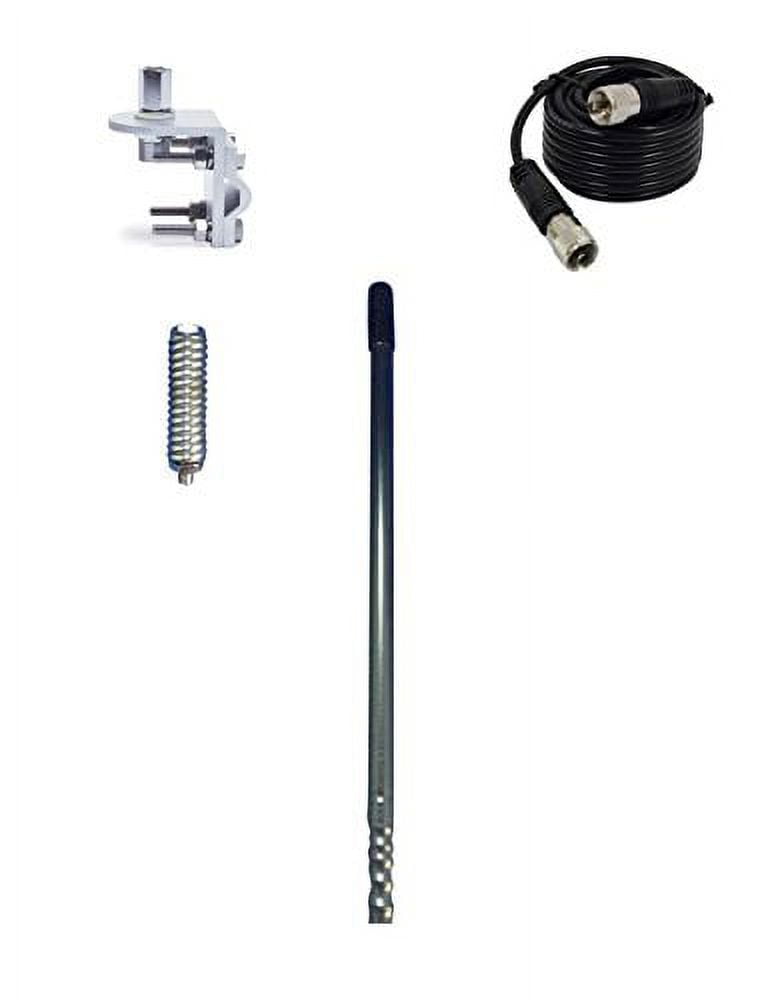 cb radio supply single 4' foot 1000 watt cb radio antenna kit w/ mirror mount, 9ft rg58 coax,spring (black) ...