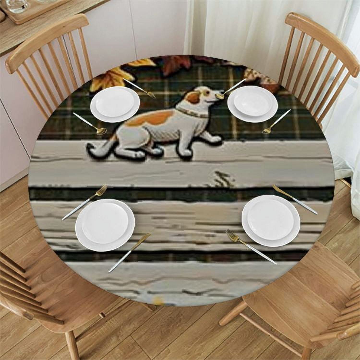 cbxzyzzc Fitted Table Round Cover Elastic Edged Tablecloth,Farm Grid ...