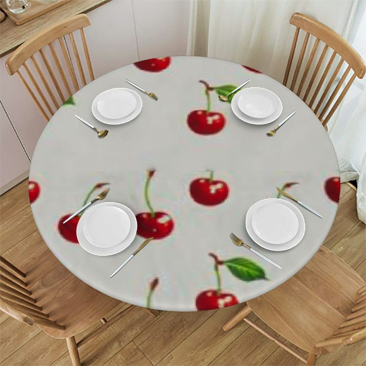 cbxzyzzc Fruit Cherry Round Fitted Table Cloth with Elastic Edge