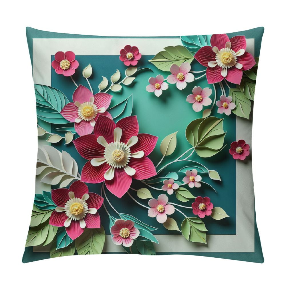 cbxzyzzc Pink Flower Pillowcases Flower Leaf Throw Pillow Covers ...