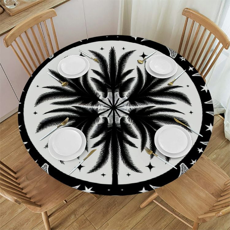 cbxzyzzc Round Tablecloth Elastic Edge Design Waterproof Table Cloth Round Cover