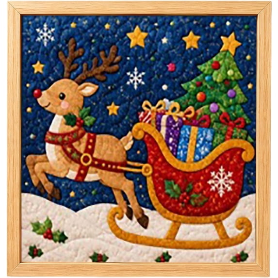 cbzote DIY No-Sew Kinusaiga Fabric Art Kit with Frame and Tools, DIY Christmas Kintsugi Fabric Art Kit for Adults,Style I