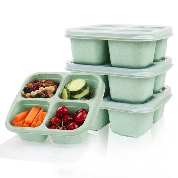 cbzote Divided Meal Prep Lunch Containers Reusable Snack with 4 Compartments for Kids Adults Food Storage Ideal School Work Travel