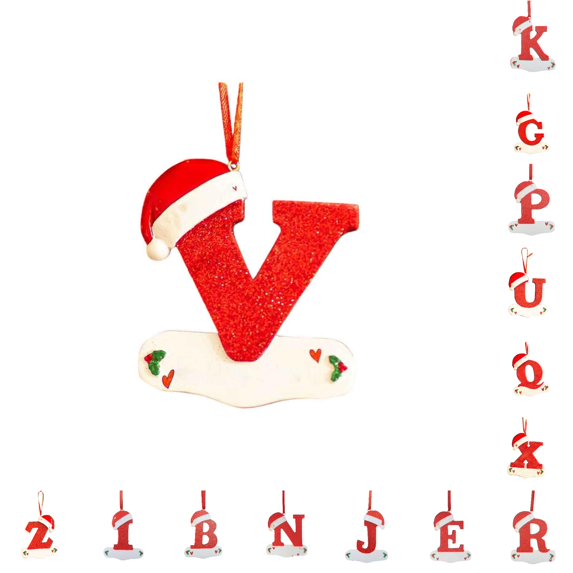 cbzote Letter Christmas Decorations Ornaments Set 26 Festive Home Hanging Alphabet Tree Holiday Party Supply
