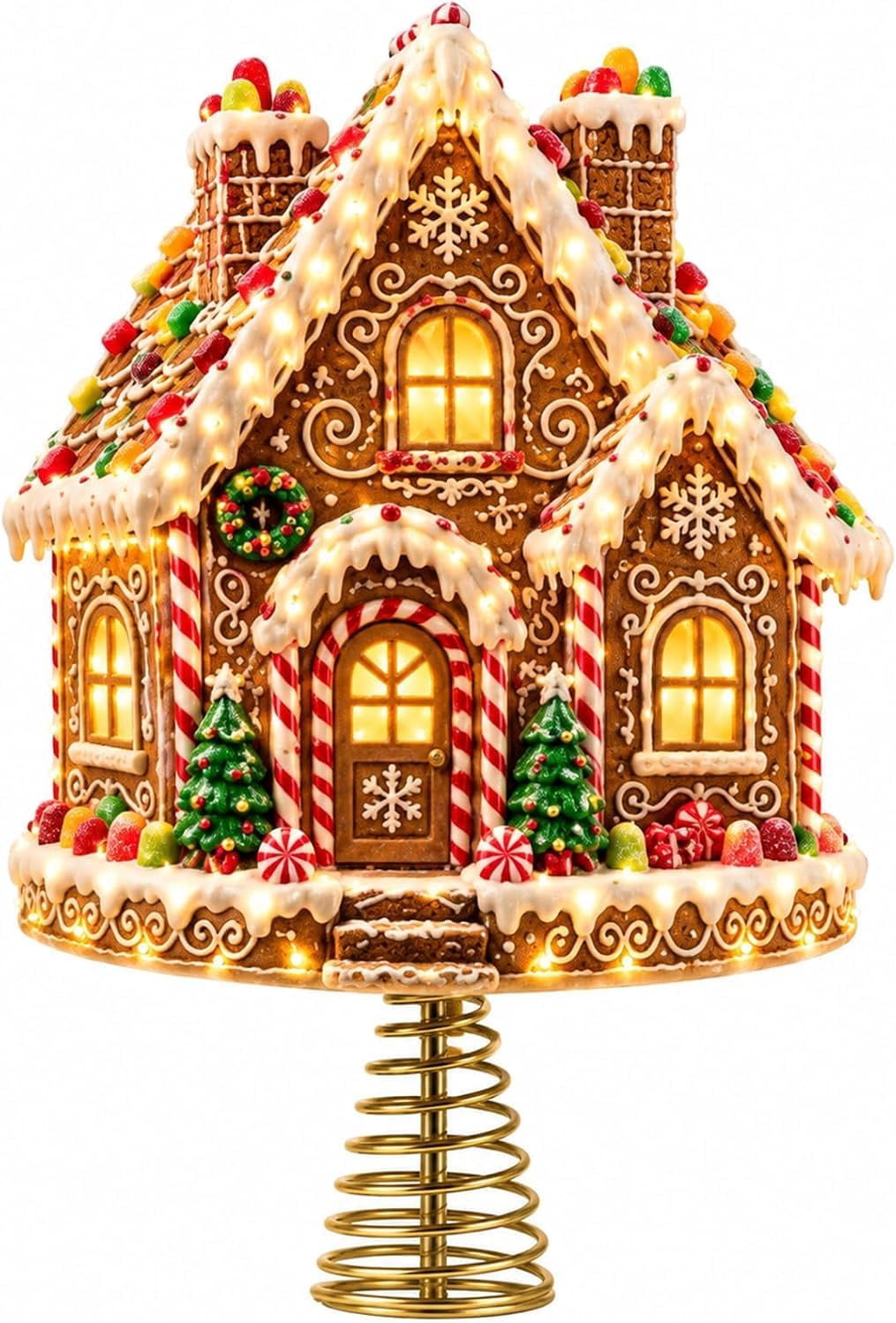 cbzote Lighted Christmas Tree Topper Collection, 3D Santa Snowman ...
