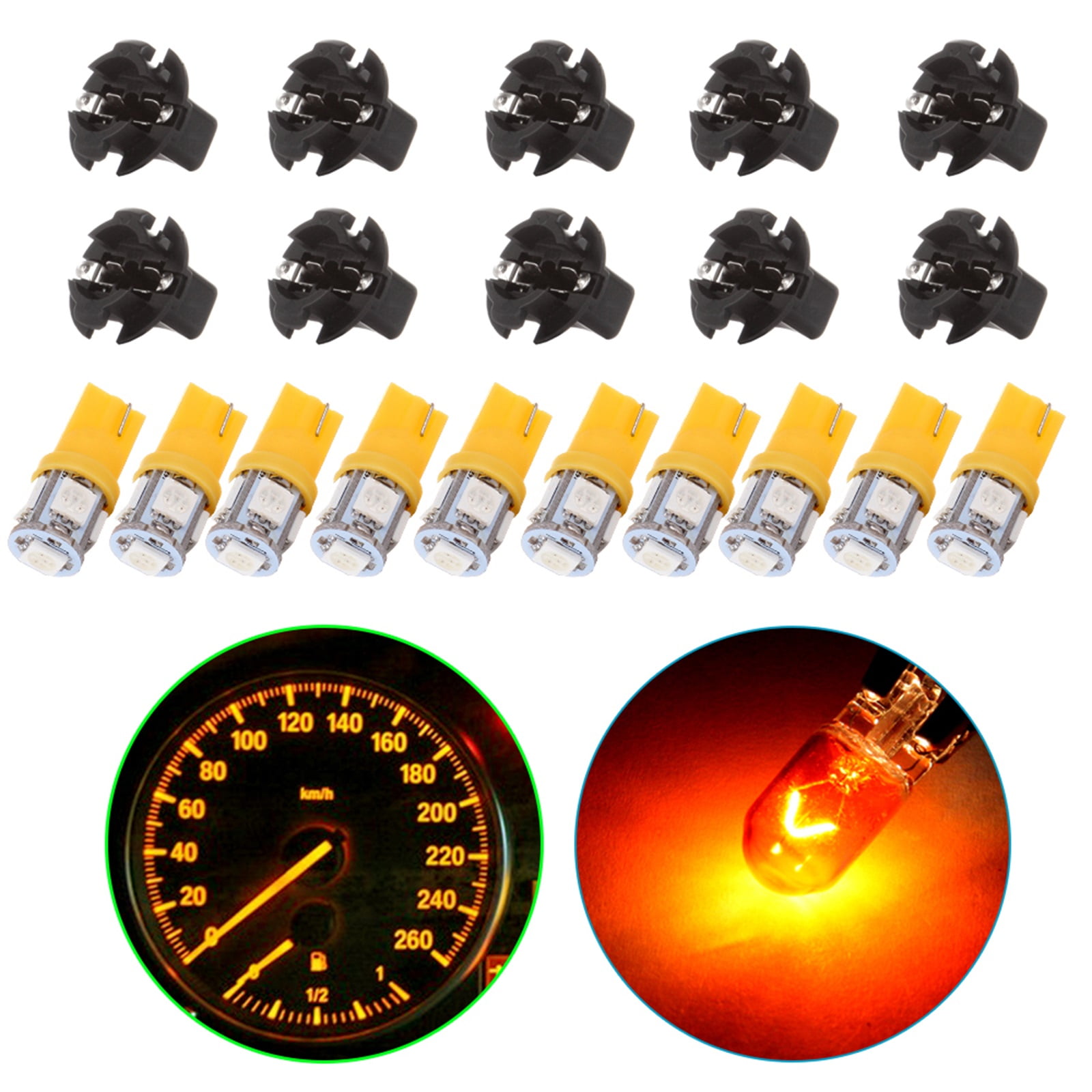 cciyu 10pcs T10 5-5050-SMD Yellow Instrument Cluster Dash Panel Lights ...