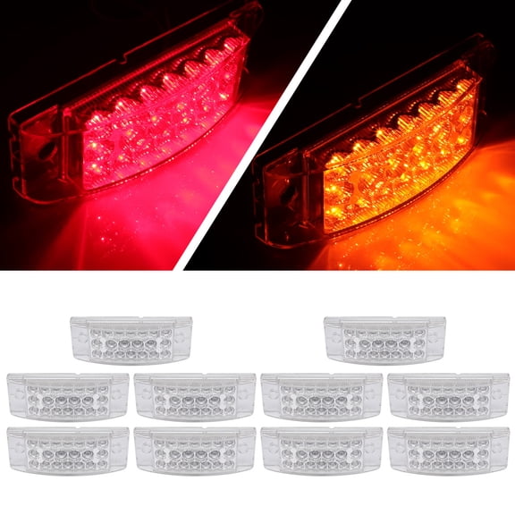 cciyu 10x 6 inch Red/Amber 20 LED Reflective Rectangle Side Marker Clearance Lights Turn Signal Light Sealed Front Side Clearance lights for Semi Truck Trailer Camper Truck RV Camper Motorhome, 12V