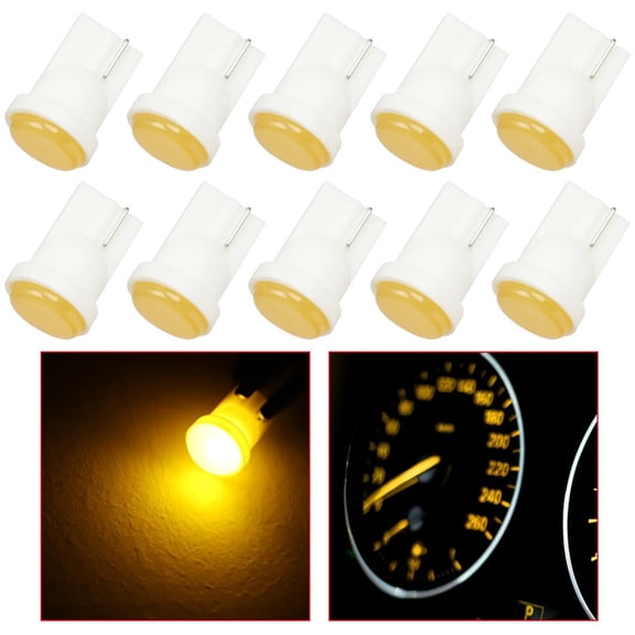 cciyu 10x T10 Yellow LED Bulb 12V/24V-40MA-18LM Instrument Cluster Dash Panel Lights