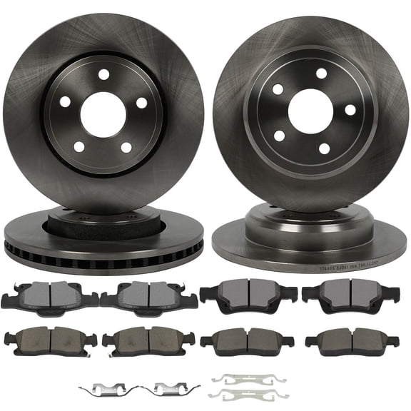 cciyu 13" & 13" Front & Rear Brake Kits - 4 Brake Rotors & 8 Brake Pads For Dodge For Durango 2011-2021,For Jeep For Grand Cherokee 2011-2021