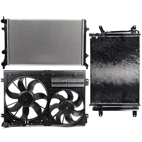 cciyu 13215 Radiator and VW3115113 Cooling Fan Replacement for 2011-2013 for Volkswagen for Jetta