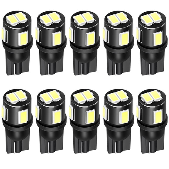 cciyu 194 LED Bulbs T10 168 5730 SMD Bulb Super Bright:6000K White Wedge 2825 Replacement Bulb for Interior Dome Map Light License Plate Light Backup Reverse Light,10Pack
