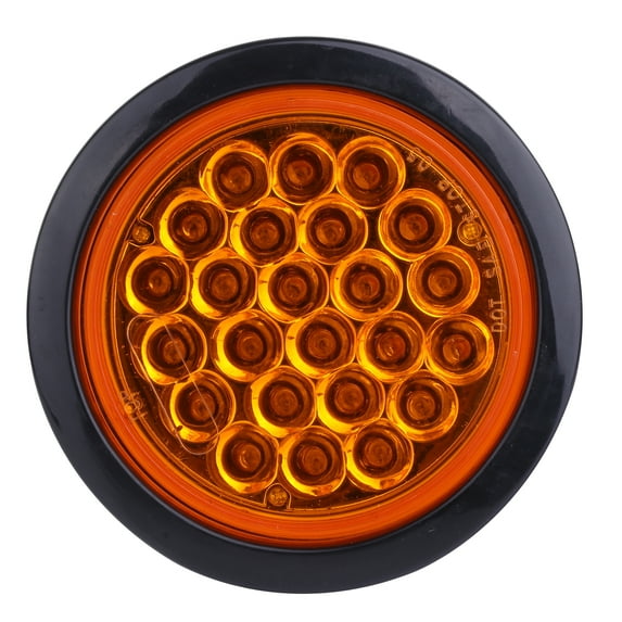 cciyu 1x 4" Round 24 Led LED Trailer Tail Light Round Led Stop Turn Tail Lights Brake Trailer Lights Turn Signal Light Amber Len Amber Light Stop Turn Brake Tail Lights Flush Mount for Trucks RV