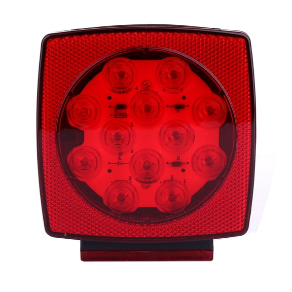cciyu 1x Square 12 Red Led+4 White Red Rear Combination Tail Lights Red+White Len Tail Lights Stop Turn Signal Brake Lights for Trailers Under 80" Boat Trailer Truck Marine Camper RV