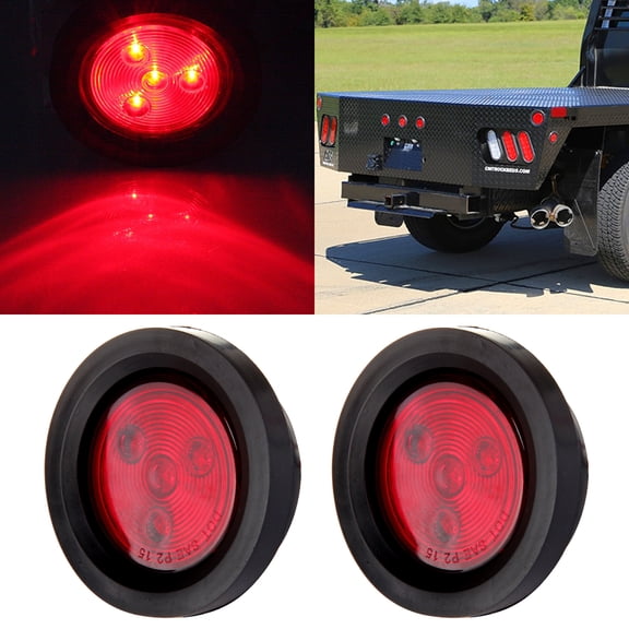 cciyu 2.5" 2pcs 4LED Red Side Marker Light Assembly 4Diodes Grommets and Pigtails Included
