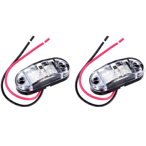 cciyu 2x 2.5" Oval LED Trailer Truck Clearance Side Marker Light Clear Len Clear Light Universal Mount Side Marker Trailer Lights Surface Mount
