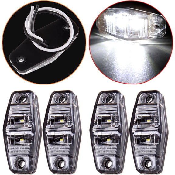 cciyu 2x Oval 2.5" Trailer Truck Clear Led Side Marker Lights Lamps 2 Diodes Surface Mount 2.5 Inch Trailer led clearance and side marker lights Boat Marine LED Courtesy Lights