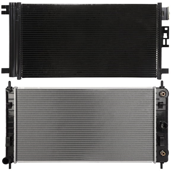 cciyu 3279 Condenser and 2864 Radiator Replacement for 2008-2012 for Chevrolet for Malibu 2006-2010 for Pontiac for G6 2007-2009 for Saturn for Aura