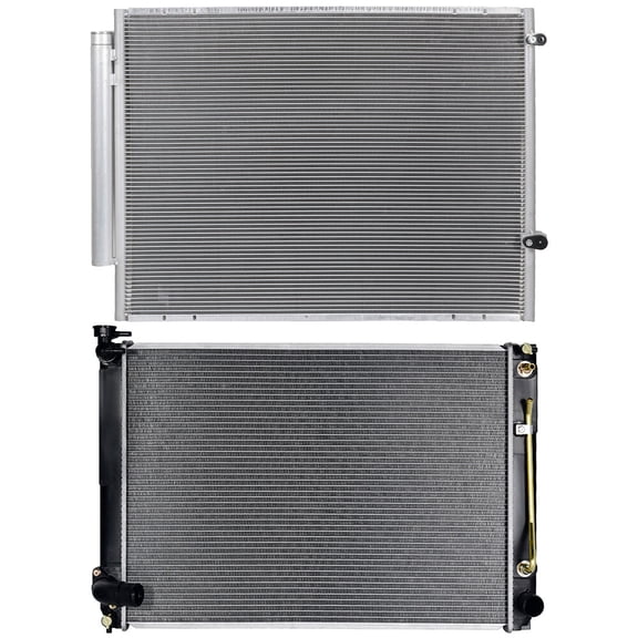 cciyu 3284 Condenser and 13076 Radiator Replacement for 2007-2010 for Toyota for Sienna