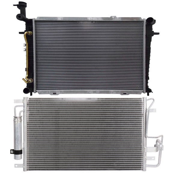 cciyu 3323 Condenser and 2785 Radiator Replacement for 2005-2009 for Hyundai for Tucson 2005-2010 for Kia for Sportage