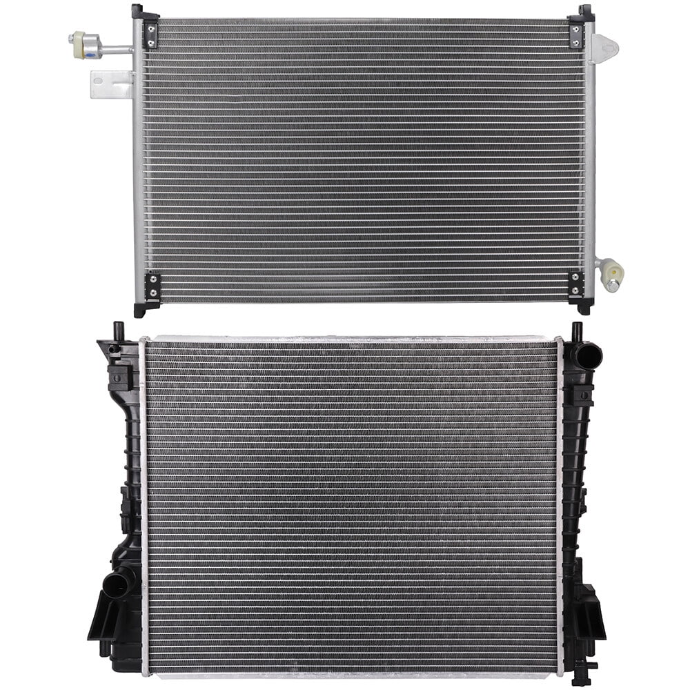 cciyu 3362 Condenser and 2789 PA26/MT Radiator Replacement for 2005-2009 for Ford for Mustang
