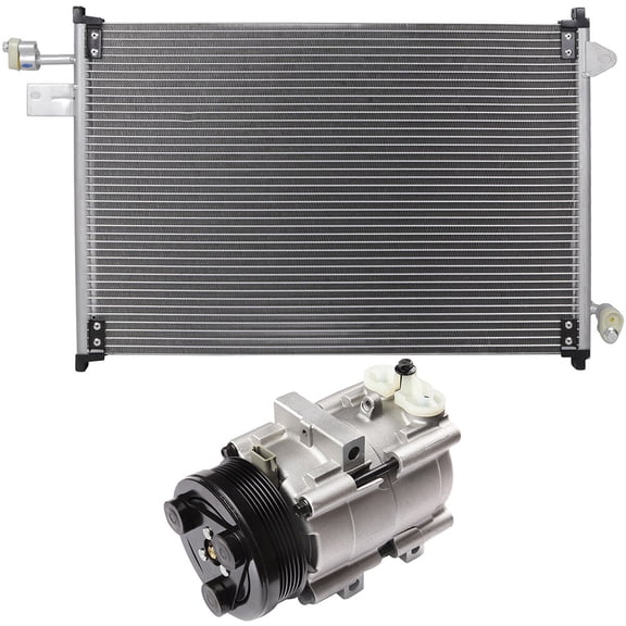 cciyu 3362 Condenser and AC Compressor 101290C Replacement fit for 2005-2006 for Ford for Mustang