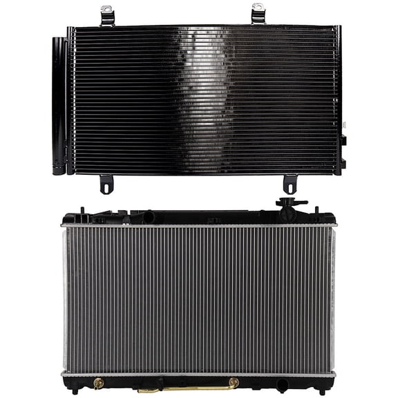 cciyu 3396 Condenser and 2917 Radiator Replacement for 2007-2011 for Toyota for Camry