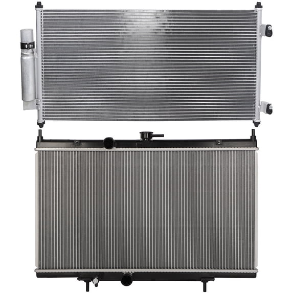 cciyu 3628 Condenser and 2998 Radiator Replacement for 2007-2012 for Nissan for Sentra