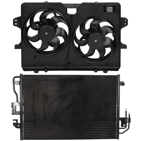 cciyu 3675 Condenser and 621-395 Cooling Fan Replacement for 2008-2012 for Ford for Escape 2008-2011 for Mercury for Mariner