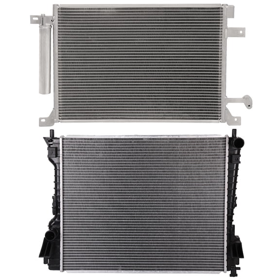 cciyu 3791 Condenser and 2789 PA26/MT Radiator Replacement for 2010-2014 for Ford for Mustang