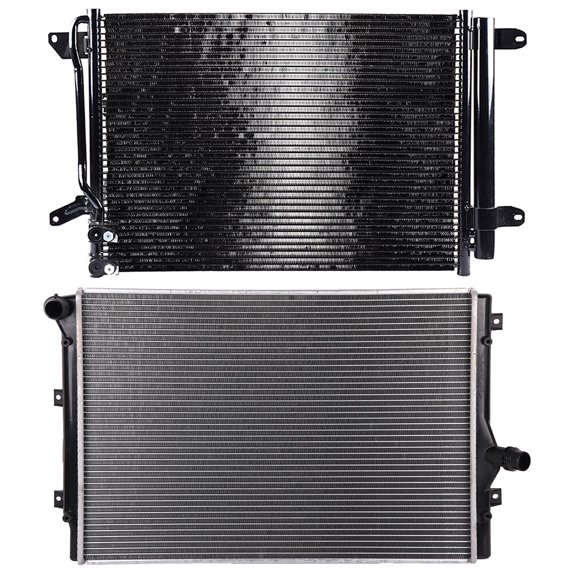 cciyu 3889 Condenser and 2822 PA16/MT Radiator Replacement for 2013-2014 for Volkswagen for Beetle 2011-2014 for Volkswagen for Jetta