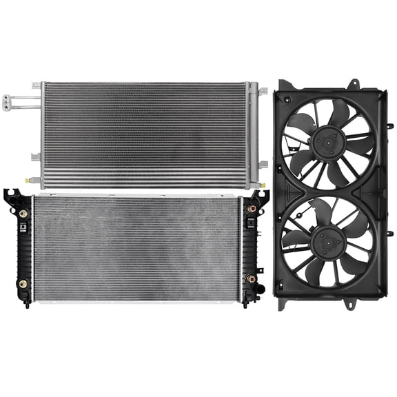 cciyu 4283 Condenser 13397 Radiator 624050621619 Dual Radiator Condenser Fan Replacement for 2015 for Cadillac for Escalade 6.2L 2015 for Cadillac for Escalade ESV 6.2L 2014-2016 for Chevrolet