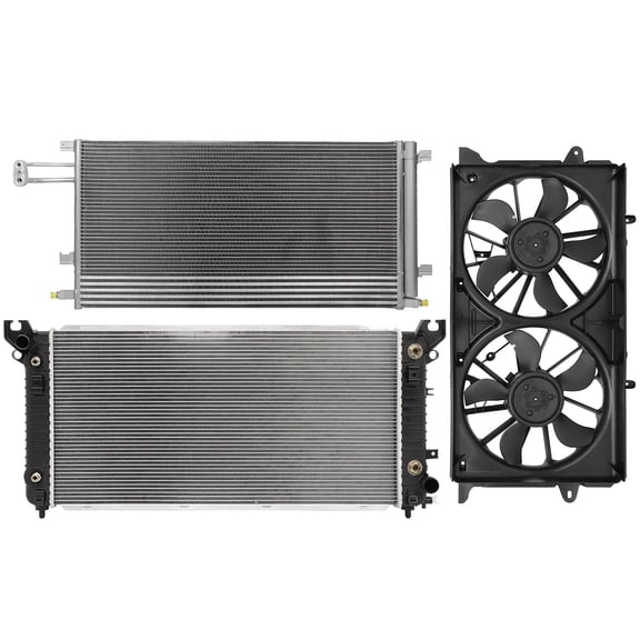 cciyu 4283 Condenser 13398 Radiator 624050621619 Dual Radiator Condenser Fan Replacement for 2015-2016 for Cadillac for Escalade 6.2L 2015-2016 for Cadillac for Escalade ESV 6.2L