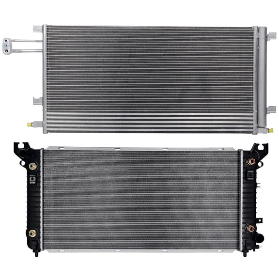cciyu 4283 Condenser and 13397 Radiator Replacement for 2015-2016 for Cadillac for Escalade 2015-2016 for Cadillac for Escalade ESV