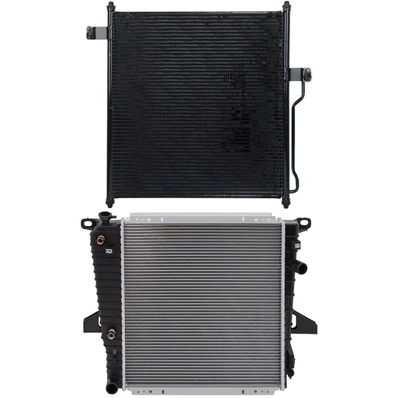 cciyu 4821 Condenser and 1728 Radiator Replacement for 1997-2001 for Ford for Explorer