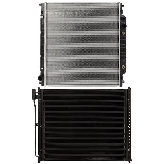 cciyu 4883 Condenser and 2171 Radiator Replacement for 2000-2005 for Ford for Excursion 1999-2004 for Ford for F-250 Super Duty 1999-2004 for Ford for F-350 Super Duty