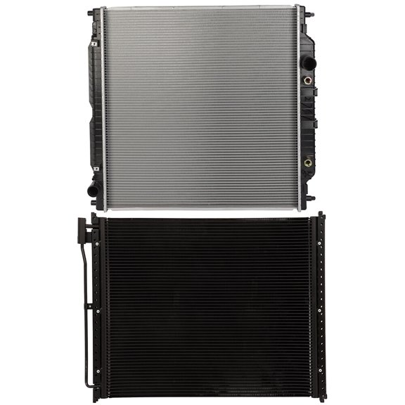 cciyu 4883 Condenser and 2741 Radiator Replacement for 2003-2005 for Ford for Excursion 2003-2004 for Ford for F-250 Super Duty 2003-2004 for Ford for F-350 Super Duty 2003