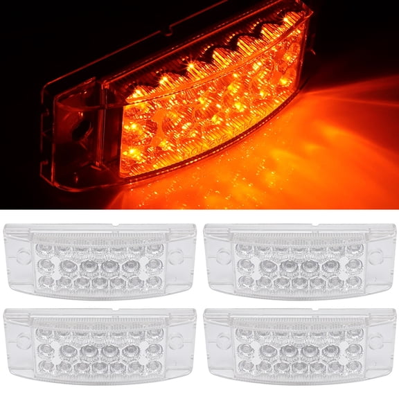 cciyu 4x Clear 6" LED Rectangle Side Marker Clearance Trailer Lights 21 Diodes with Reflectors Waterproof Rectangular Led Stop Turn Tail Brake Lights Surface Mount