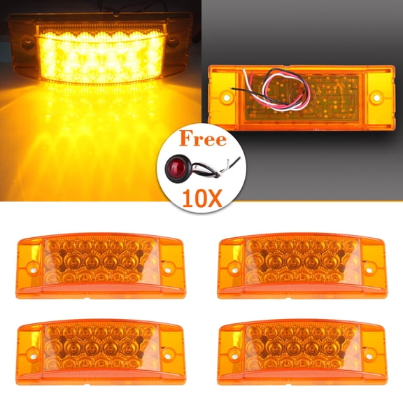 cciyu 6" Amber 13 LED Reflective Rectangle Side Marker Clearance Light 3/4" Smoked Red LED Clearance Light Side Marker Light w/Rubber Grommet Clearance Turn Signal Indicators For Truck Trailer