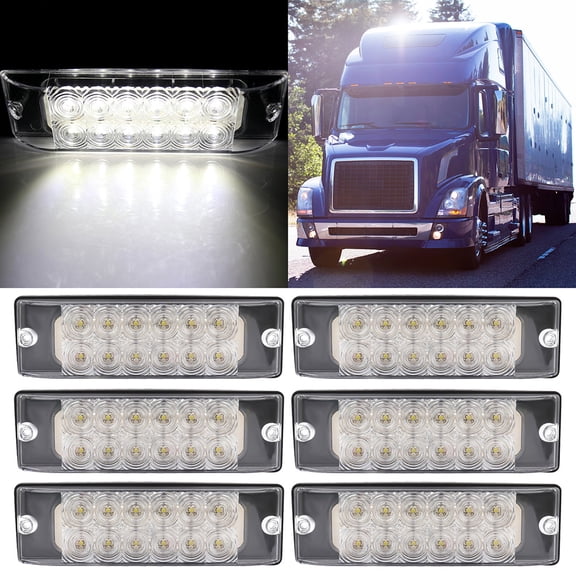 cciyu 6x 12 Led Led Side Marker Lamps Clearance Lights Indicators Turn Siganals LED Marker lights Clear Light Waterproof Sealed Rectangular Led trailer lights Turn Signal and Parking Light