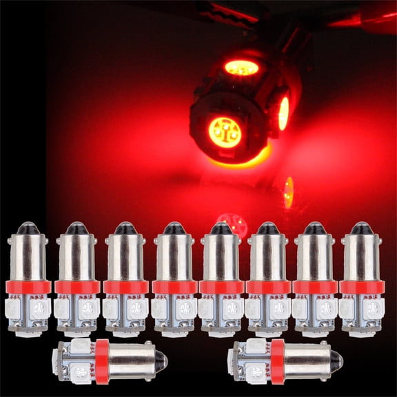 cciyu BA9S 5-5050-SMD Red Instrument Cluster Dash Panel Lights Super Bright:Bulbs 10PCS