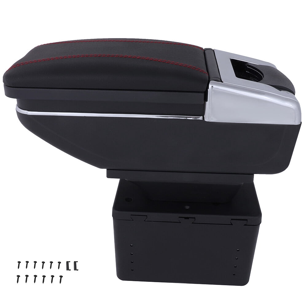 cciyu Car Armrest Rotatable Black Leather Center Console Storage Box ...