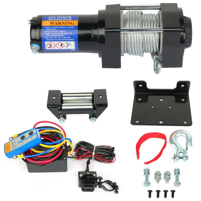 cciyu Electric Winch,12V 3500 lbs Black Electric Winches for Towing ATV ...