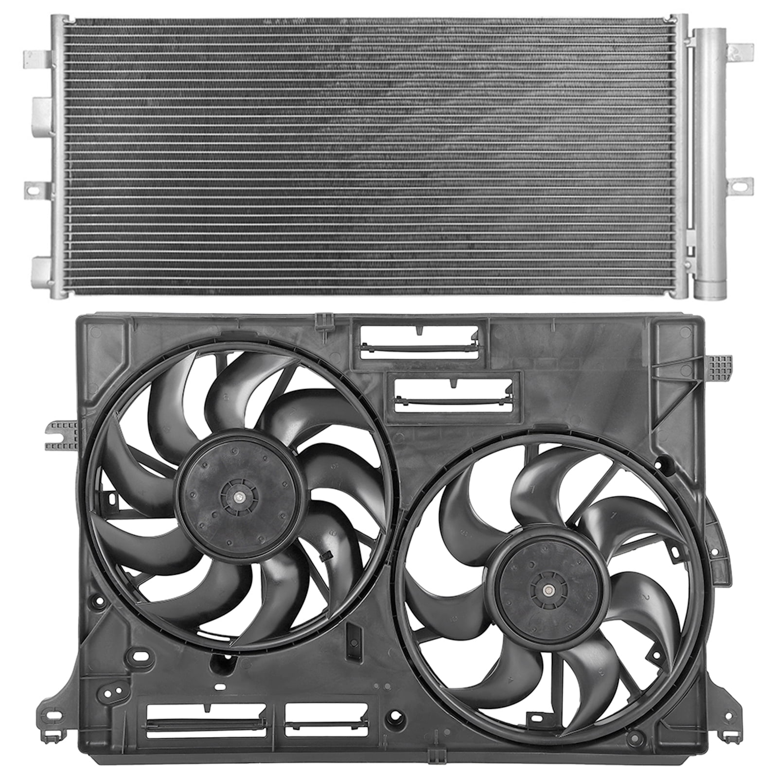 7442 Radiator cciyu Engine Radiator Cooling Fan Assembly A/C Condenser Replacement ...