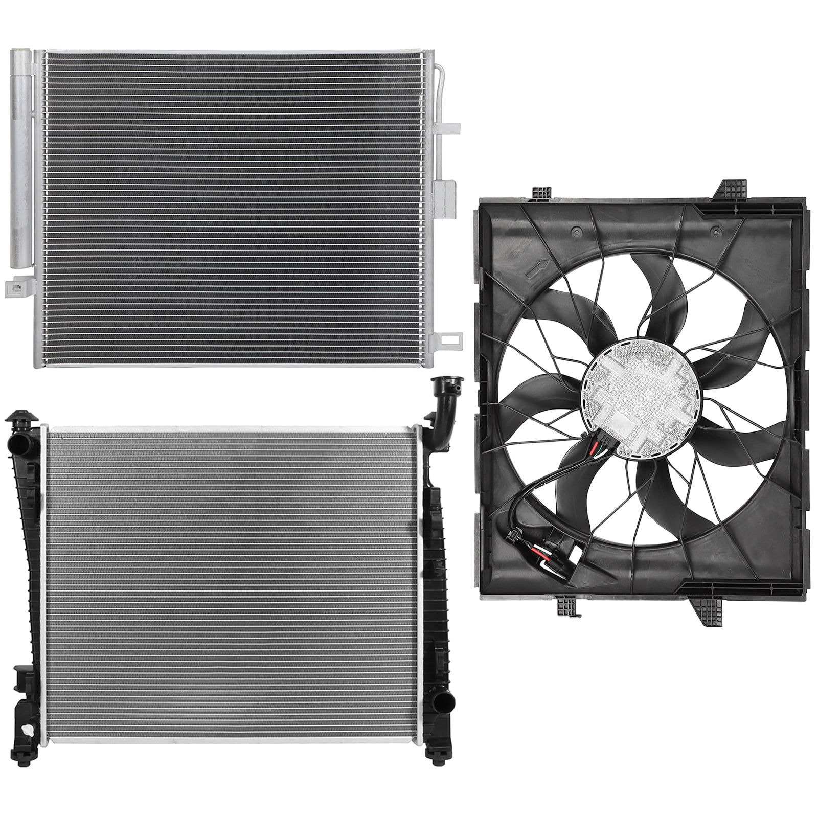cciyu Engine Radiator Cooling Fan Assembly Radiator A/C Condenser ...