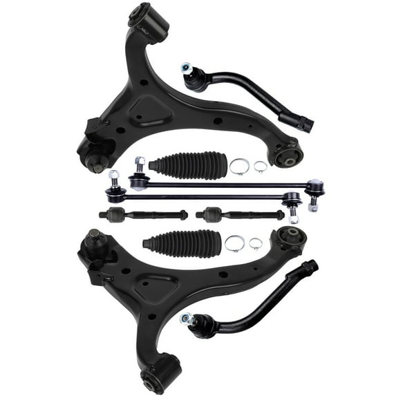 cciyu Front Inner Tie Rod End Sway Bar End Link Steering Rack Boot Control Arm And Ball Joint Fit for 2007-2012 for Hyundai for Santa Fe / 2011-2013 for Kia for Sorento ES800035 ES800055 EV800231
