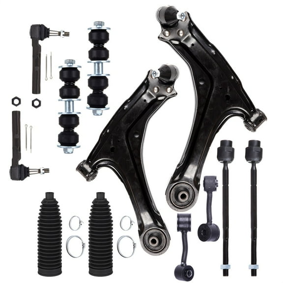 cciyu Front Lower Control Arm Ball Joint Inner Outer Tie Rod and Boot Sway Bar Link Fit 1997-2005 For Chevy For Malibu Classic For Oldsmobile Alero Cutlass For Pontiac Grand Am 12pcs Suspension Kit