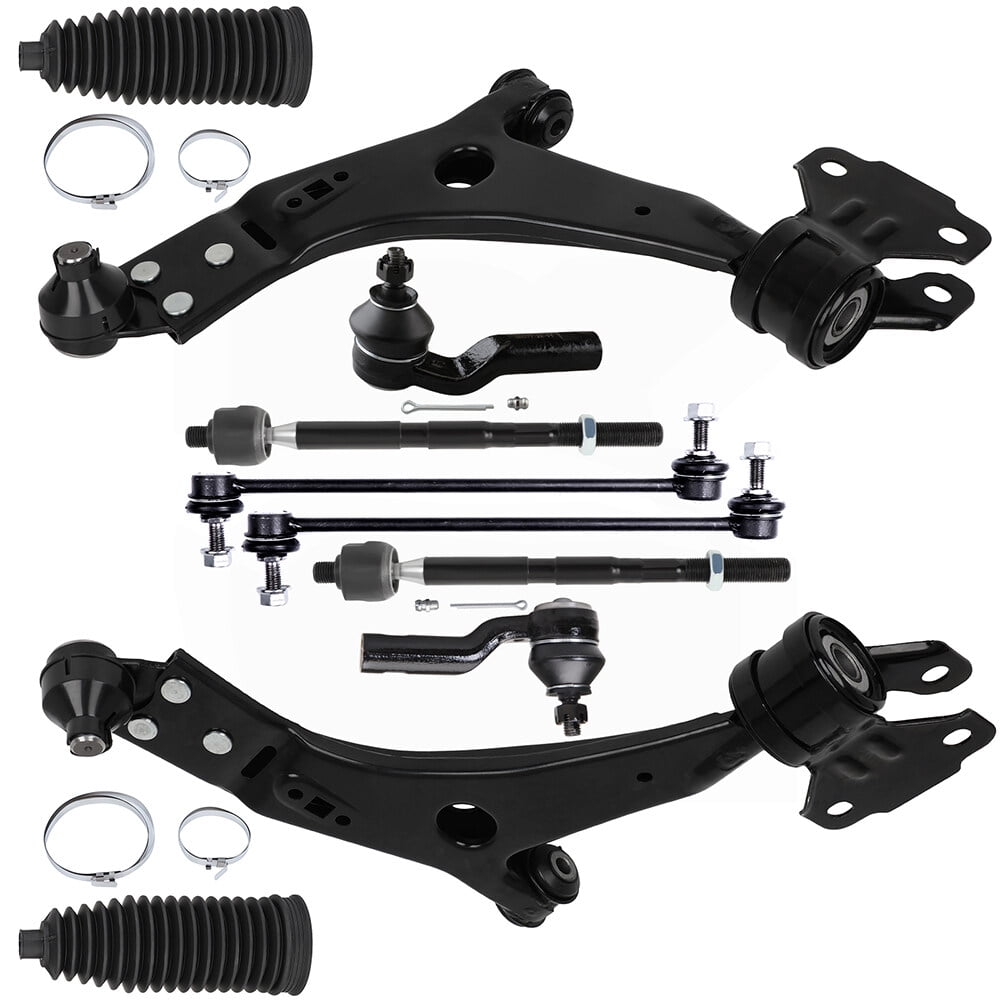 cciyu Front Lower Control Arm and Ball Joint Outer Inner Tie Rod End Sway Bar End Link Steering Rack Boot Compatible Fit 2012-2018 For Ford Focus 2015-2018 For Ford Transit Connect 10pcs Steering Kit