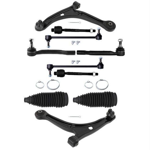 cciyu Front Lower Control Arm w/Ball Joint Outer Inner Tie Rod End Sway Bar Link Steering Rack Boot Compatible Fit 2003-2005 For Honda Pilot 2001-2005 For Acura MDX Suspension Kit