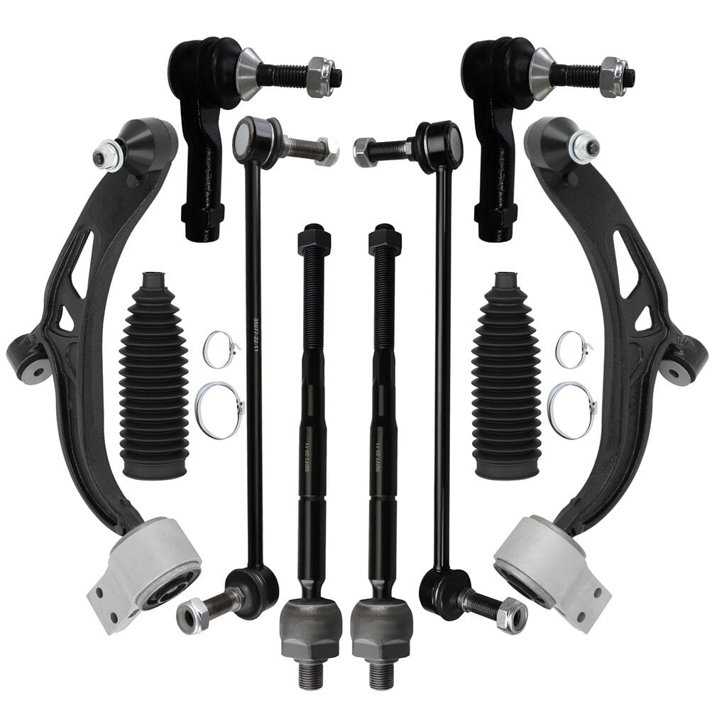 cciyu Front Lower Control Arm w/Ball Joint Outer Inner Tie Rod End Sway Bar Link Steering Rack Boot Fit 2011-2019 For Ford Explorer 2013-2019 For Ford Police Interceptor Utility Suspension Kit